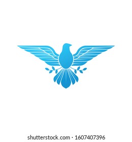 Dove Of Peace. Illustration of flying Dove holding an olive branch symbolizing peace on earth. Line Art dove. Dove Logo Design. Line art for logo and design. Vector illustration. Peace logo.
