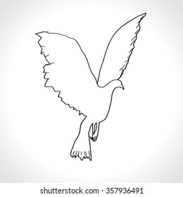 Dove Of Peace. Illustration  symbolizing peace on earth. Hand drawn brushstroke. Line art for logo and design