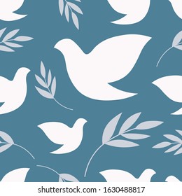 Dove of peace. International day of peace seamless pattern background. Vector illustration. Peace and love. Colorful vector seamless pattern.
