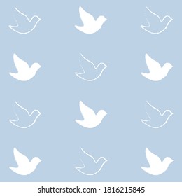Dove of peace. International day of peace seamless pattern background. Vector illustration. Peace and love. Colorful vector seamless pattern.