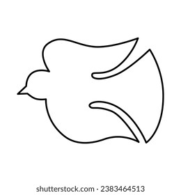 Dove of peace line art symbol. Christian icon of the flying dove illustration isolated