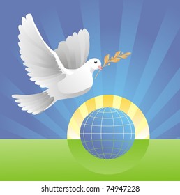 dove of peace near globe