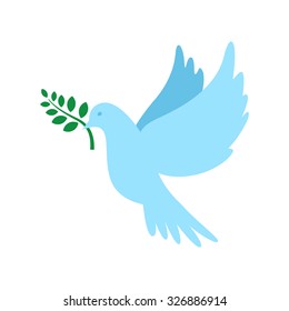 Dove of peace and olive branch. International Peace Day. Vector illustration.