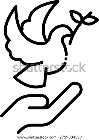Dove of Peace with Olive Branch on Hand