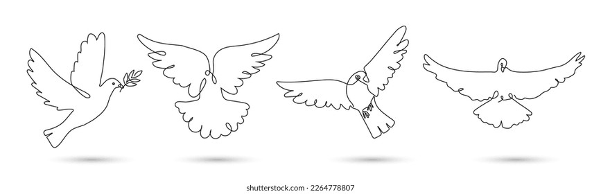 A dove of peace with an olive branch in one continuous line of drawing a bird and a branch symbol of peace and freedom