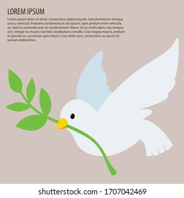 dove of peace with an olive branch vector illustration.