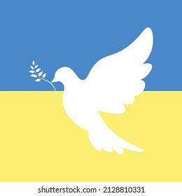 Dove of peace on the background of the Ukrainian flag. No war! Flat vector graphics