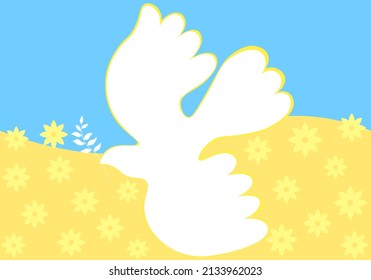 Dove of peace on the background of the Ukrainian flag. No war! Peace to the world. Flat vector graphics