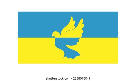 Dove of peace on the background of the Ukrainian flag.