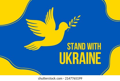 Dove of peace on the background of the Ukrainian flag. Ukraine and Russia war. Military conflict. Stop world war. Symbol of peace and freedom on the background of the Ukrainian flag