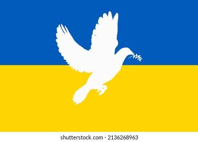 dove of peace on ukrainian flag vector illustration
