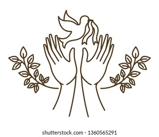 dove of peace with open hands avatar character