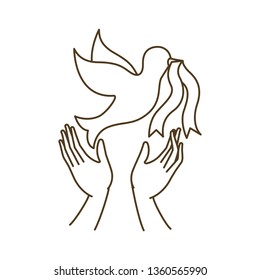dove of peace with open hands avatar character