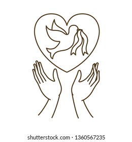 dove of peace with open hands avatar character