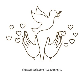 dove of peace with open hands avatar character