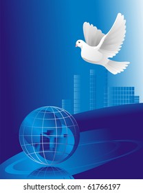 dove of peace over the crystal globe