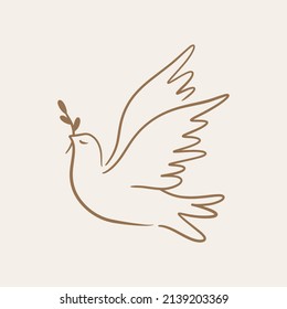 Dove of peace pigeon bird boho handdrawn style vector illustration art