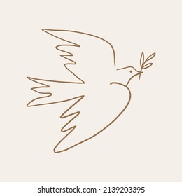 Dove of peace pigeon bird boho handdrawn style vector illustration art