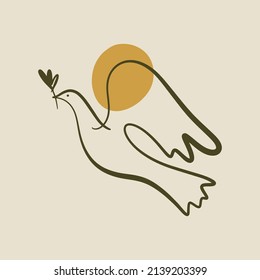 Dove of peace pigeon bird boho handdrawn style vector illustration art