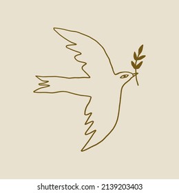 Dove of peace pigeon bird boho handdrawn style vector illustration art