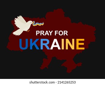 Dove of peace. Pray for Ukraine. Stop war. Vector 