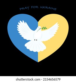 Dove of peace. Pray for Ukraine.  Vector illustration 