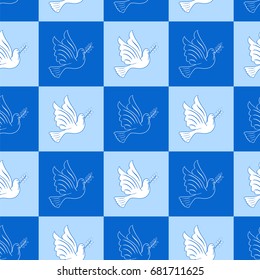 Dove of peace seamless background, vector illustration