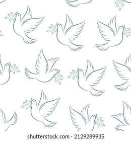 Dove of peace. Seamless pattern. Vector illustration.