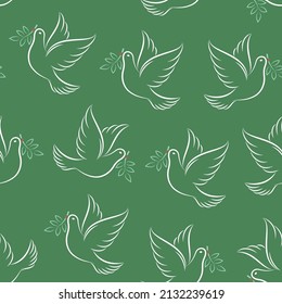 Dove of peace. Seamless pattern. Vector illustration.