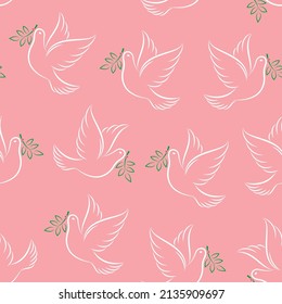 Dove of peace. Seamless pattern. Vector illustration.