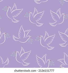 Dove of peace. Seamless pattern. Vector illustration.