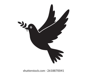 Dove of peace silhouette icon. drawing flying pigeon clipart symbol. Vector illustration
