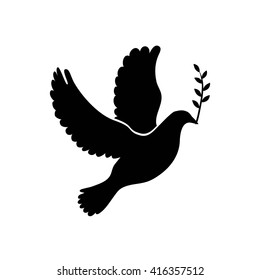 Dove of peace simple icon. Dove Silhouette. Vector illustration