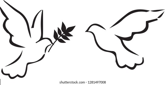 Dove of peace simple vector illustration drawing logo sketch