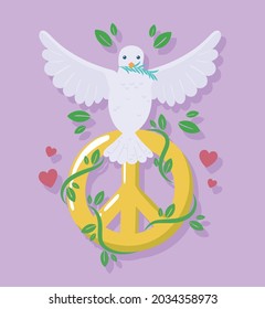 dove and peace symbol with branch