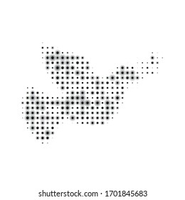 A dove of peace symbol filled with black dots. Vector illustration on white background