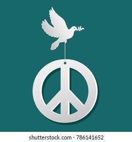 dove and peace symbol stock image