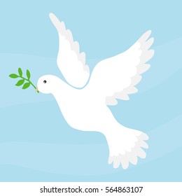 Dove Of Peace, Dove Symbol Of Peace, A White Bird. Flat Design, Vector Illustration, Vector.