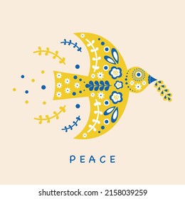 The dove of peace. peace. There is no war. Ukraine. freedom. yellow is blue. folk folklore	