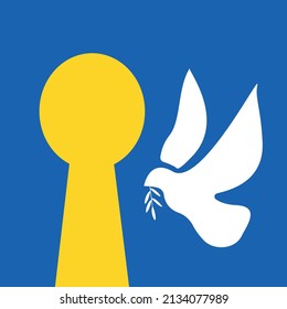 
The dove of peace in Ukraine. The way to peace. The keyhole of peace. No war, no aggression. Opposition of the Ukrainian people.