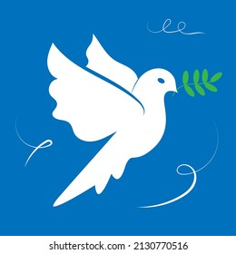 Dove of peace vector illustration. Peace dove, symbol of peace. Stop war. No war. A white bird flat illustration