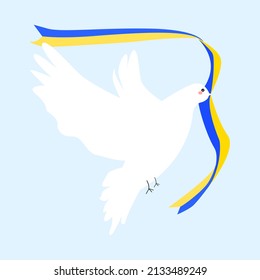 Ilustración vectorial de la paloma de la paz. Concepto de guerra. Bandera de Ucrania. Color azul y amarillo.