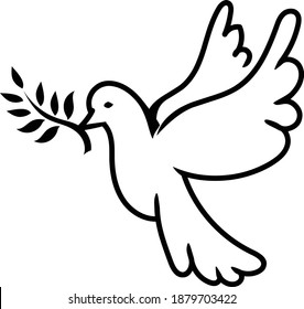 Dove, peace vector line icon, sign, illustration on background
