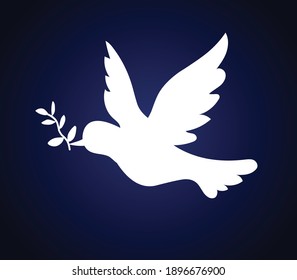 Dove, peace vector line icon, sign, illustration on background,