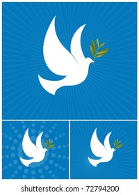 The Dove of Peace - White dove with a olive branch. Vector Illustration.