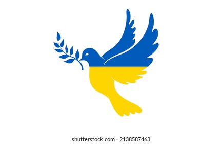 Dove for peace yellow and blue colors Ukraine 