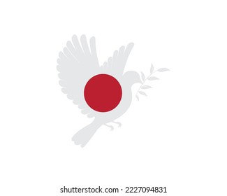 Dove peacemaker silhouette, vector. Dove illustration, symbol of peace. Flying dove holding branch isolated on white. Flying bird silhouette. Art design, artwork, wall decals. Greeting card design