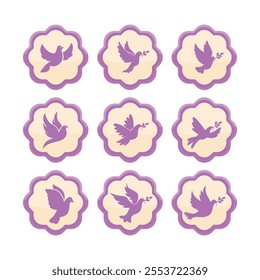 Dove of Piece Badge Vector Illustration