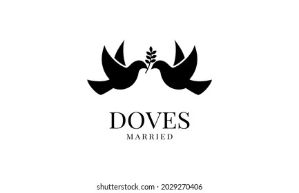 Design des Dove-Pigeon-Vogel-Couple-Tierlogos Inspiration 