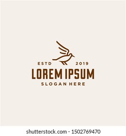 dove pigeon bird logo hipster vector vintage retro monoline line art outline clean minimal design abstract template 